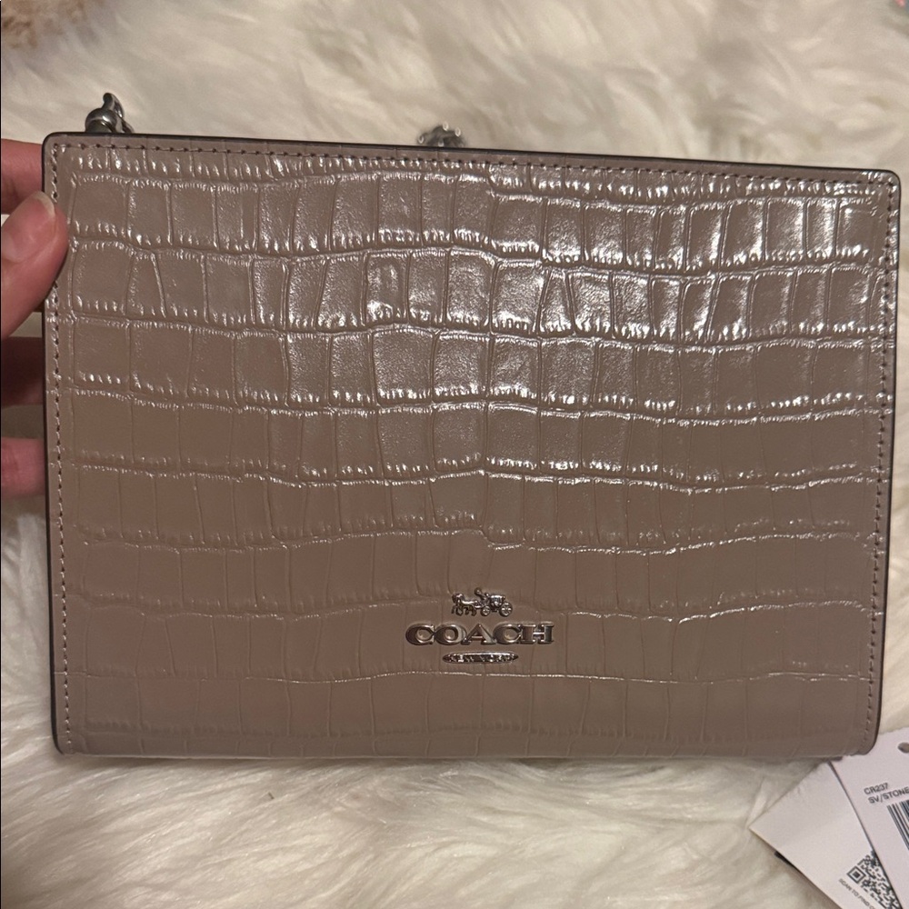 Coach Crocodile Embossed Beige cross body bag
